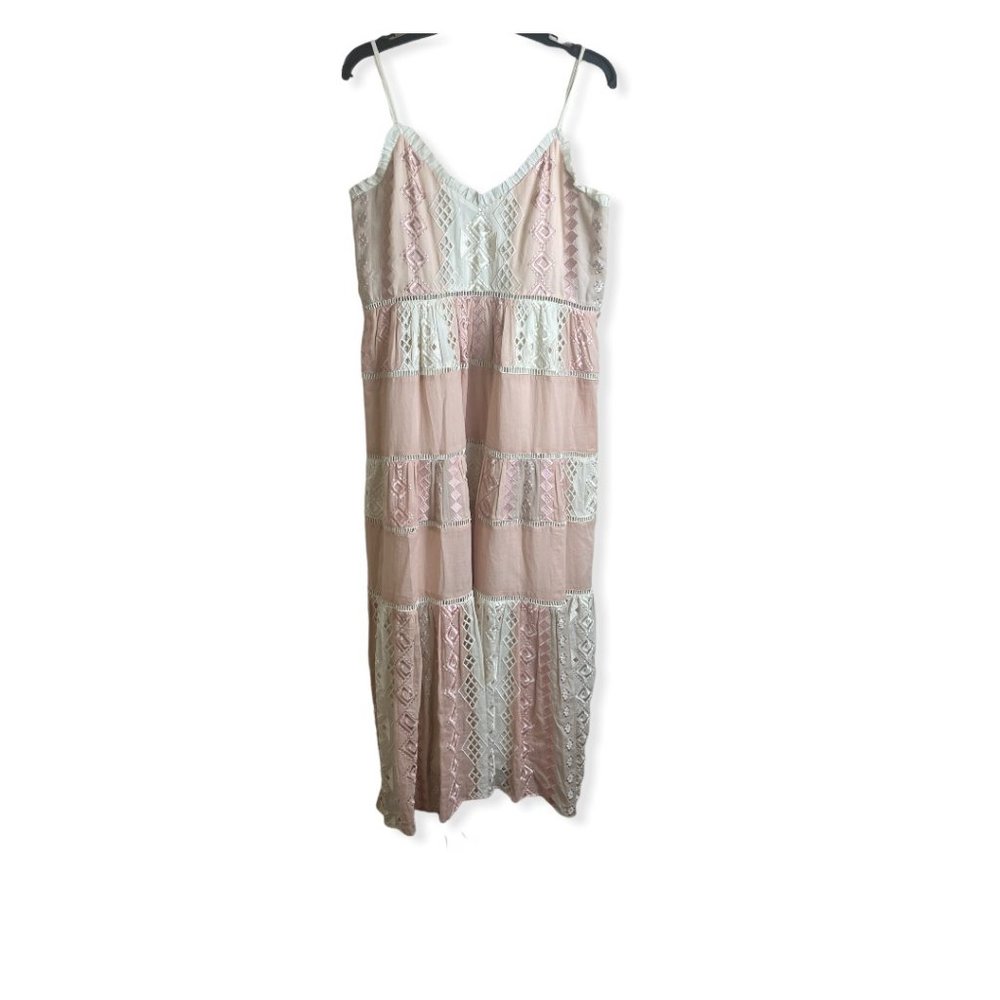 Love Sam Crossroads Dress Midi Size M Embroidered Boho Cottage Prairie